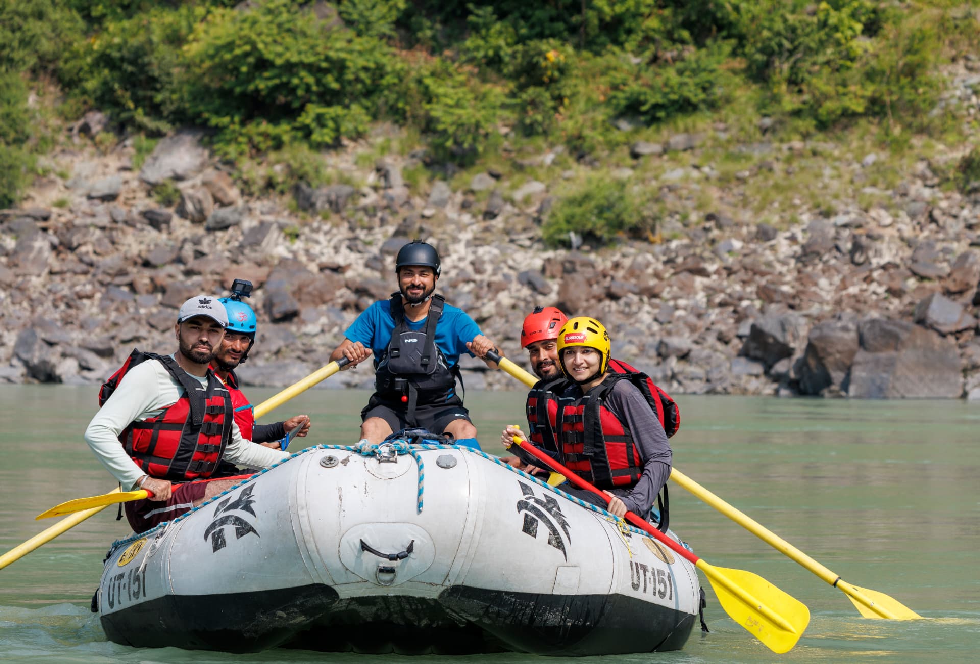 Rafting group on the Ganga in Rishikesh
