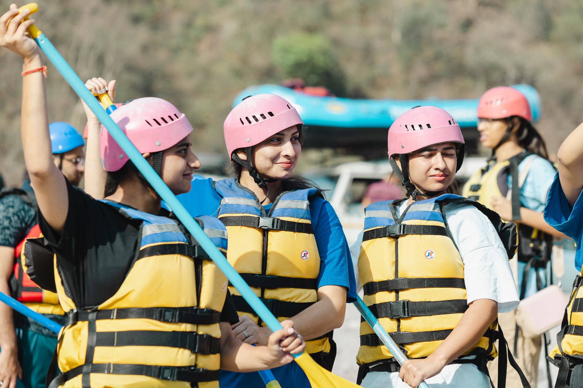 Rafting group on the Ganga in Rishikesh