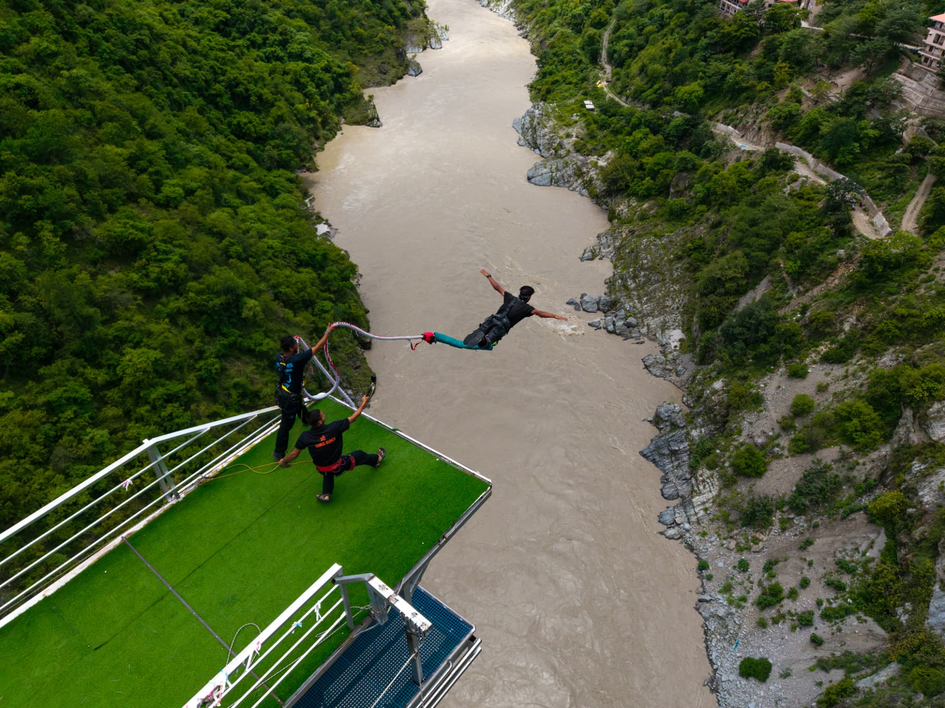 Maa Ganga Bunjee platform above the Ganga valley