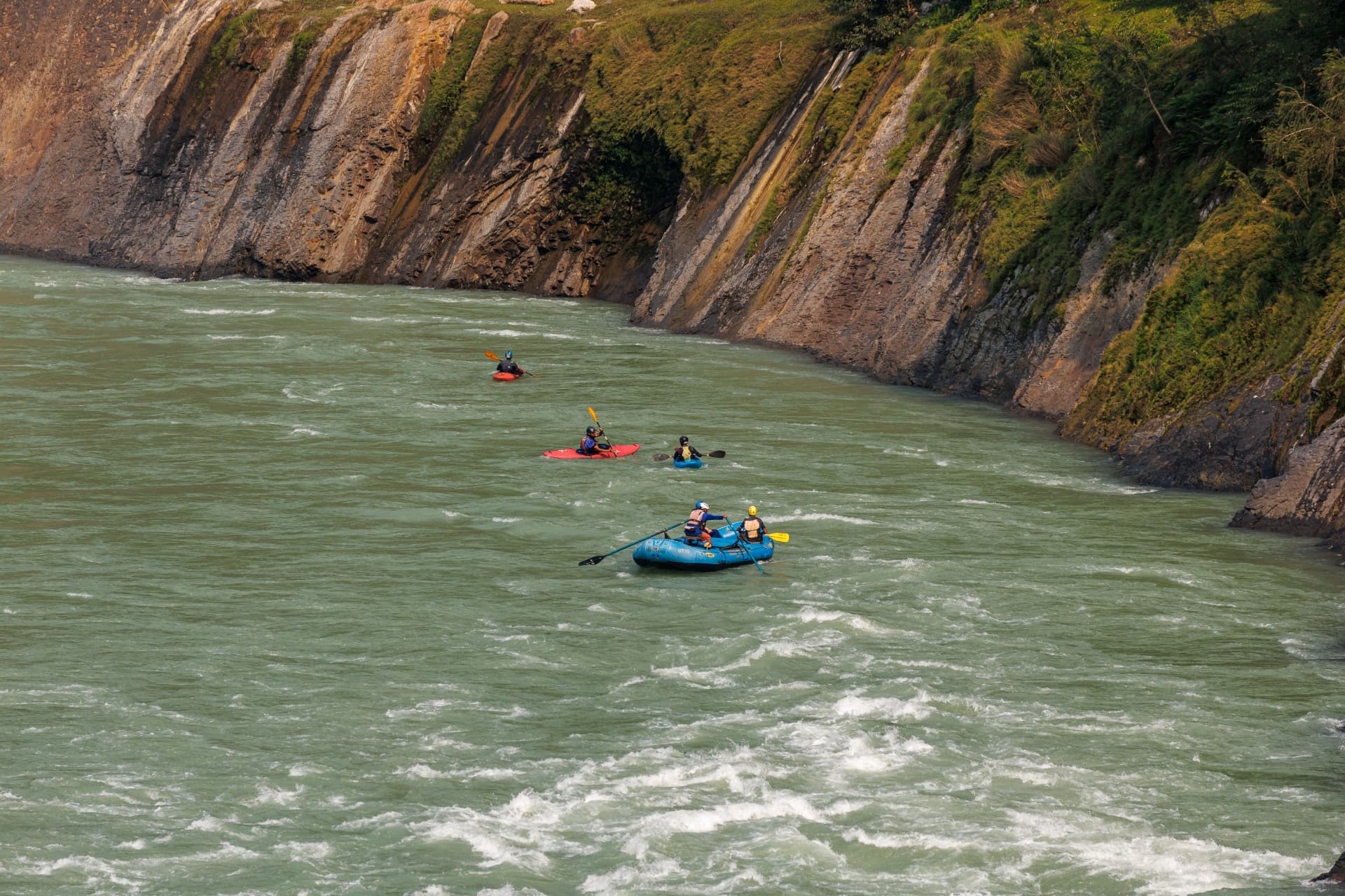 Rafting group on the Ganga in Rishikesh
